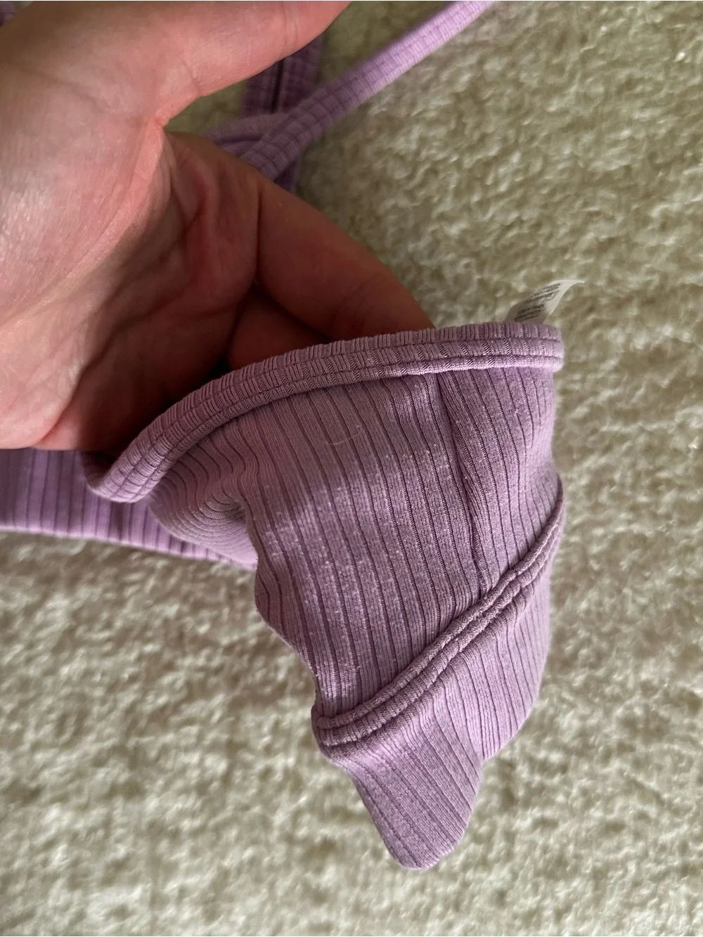ALO YOGA Ribbed Blissful Bra - Pink Lavender